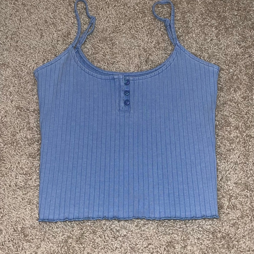 Blue Ribbed Tank Top